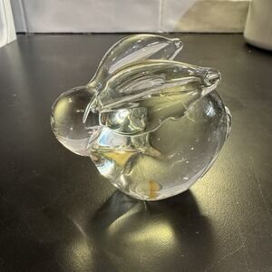 Vintage Interpur Solid Clear Glass Bunny Rabbit‎ Figurine Paperweight